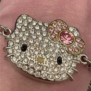 Sanrio Hello Kitty Crystal Face Bracelet Charm with Pink Bow